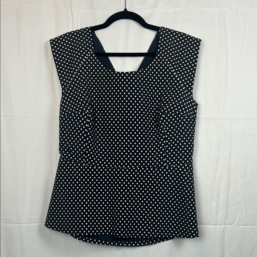 Banana Republic Navy & White Polka Dot Sleeveless Blouse